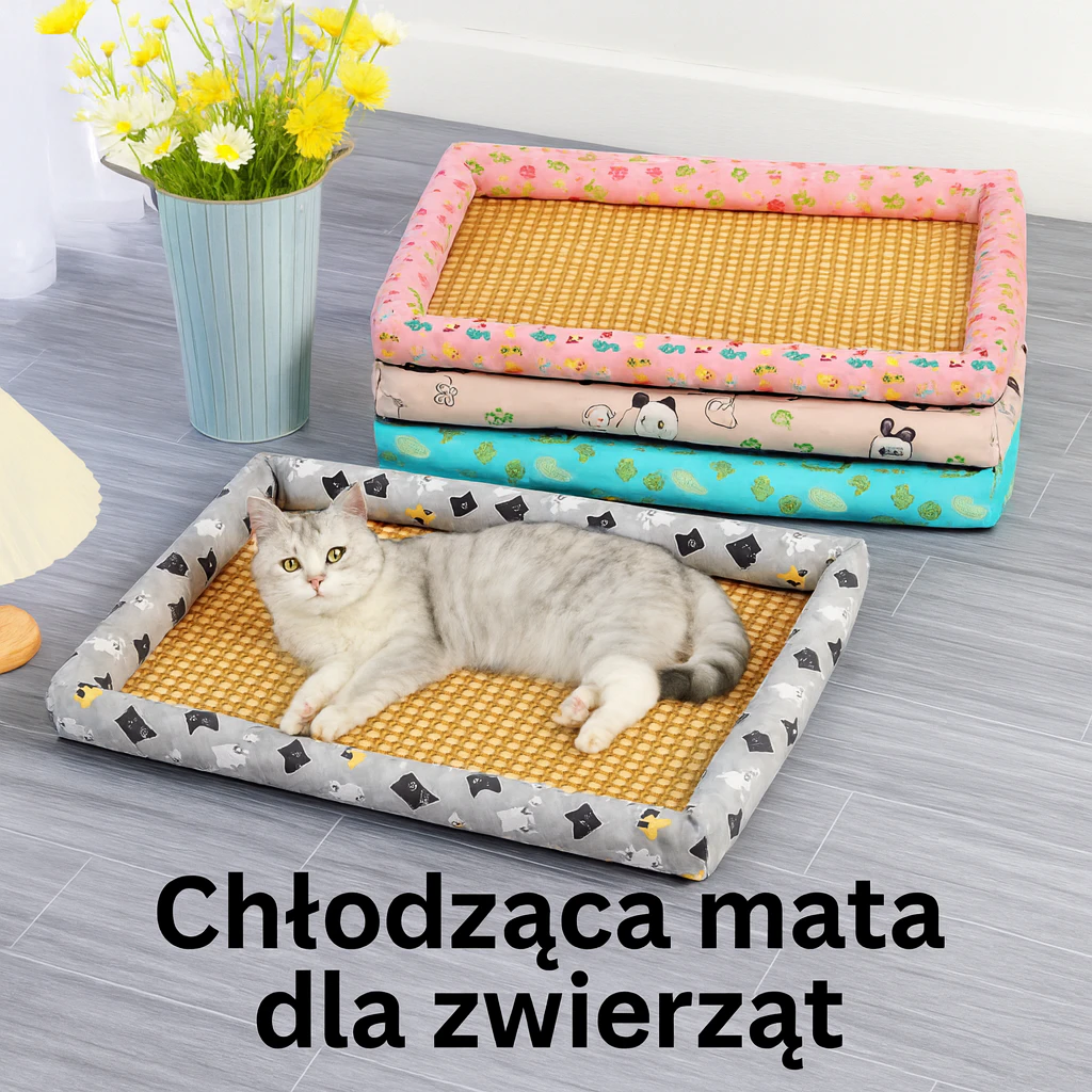 Oddychające Rattanowe Legowisko Chłodzące dla Zwierząt 1