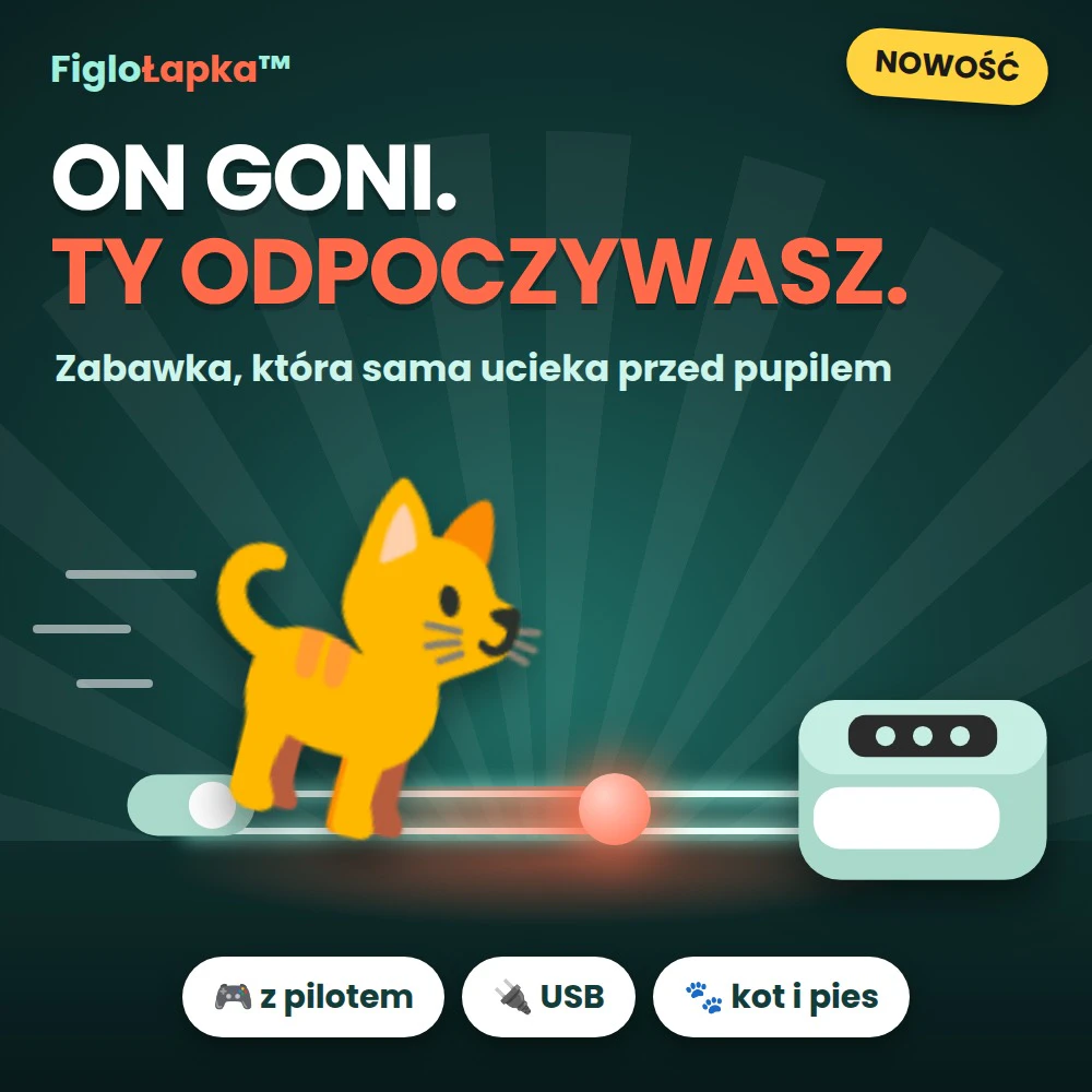FigloŁapka™ – samobieżna zabawka do gonitwy dla kota i psa 1